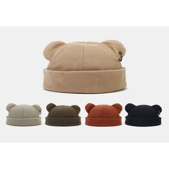 Unisex Green Bear Ear Skull Cap Brimless Cap Adjustable Docker Cap Docker Cap main image 4